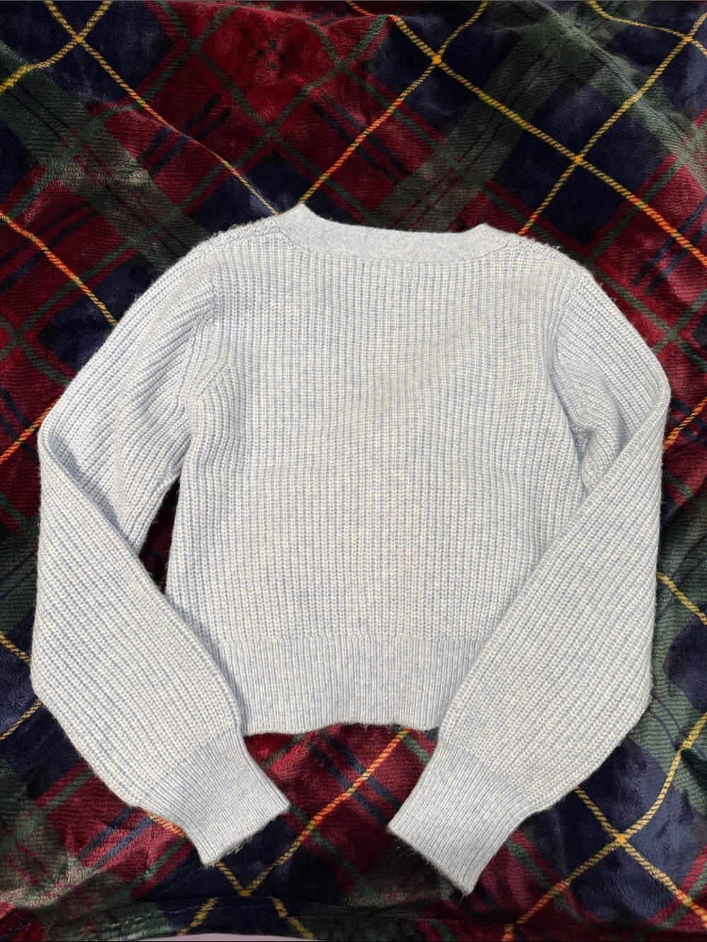 Powder Blue V-Neck Button Cardigan - Picture 3 of 4